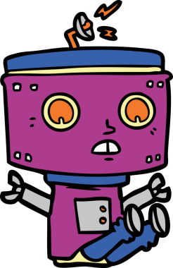 Bir insan tarafından çizilmiş çizgi film robotu