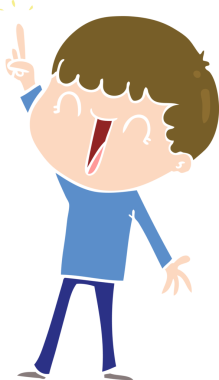 Bir insan tarafından çizilmiş harika bir fikri olan düz renkli karikatür adam.