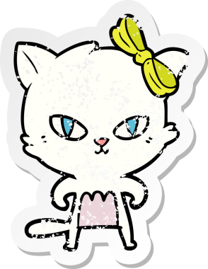 Bir insan tarafından çizilmiş şirin bir çizgi film kedisinin sıkıntılı çıkartması.