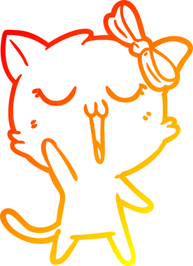 Bir insan tarafından çizilmiş çizgi film kedisinin sıcak çizgi çizimi