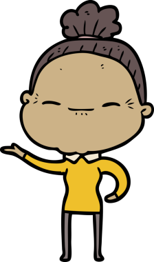 Bir insan tarafından çizilmiş barışçıl yaşlı bir kadın.