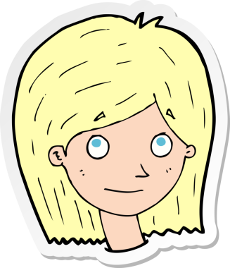 Bir insan tarafından çizilmiş mutlu kadın yüzü çıkartması.