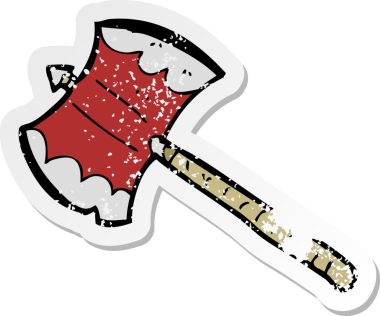 Bir insan tarafından çizilmiş çift taraflı baltanın gerilimli çıkartması.