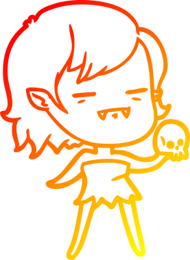 Bir insan tarafından çizilmiş ölümsüz vampir bir kızın sıcak çizgi çizimi