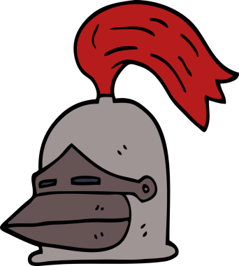 Bir insan tarafından çizilmiş karalama şövalyesi miğferi.