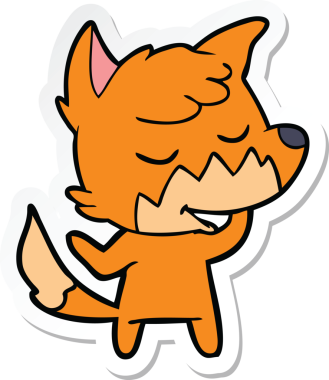 Bir insan tarafından çizilmiş dost canlısı bir tilkinin çıkartması.