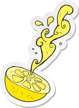 Bir insan tarafından çizilmiş karikatür limonu çıkartması.