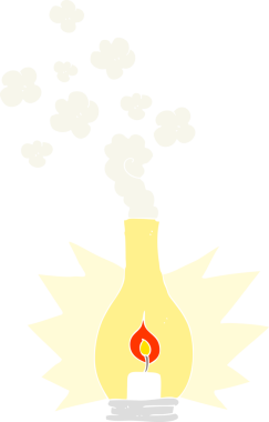 Bir insan tarafından çizilmiş eski cam fenerin düz renk çizimi