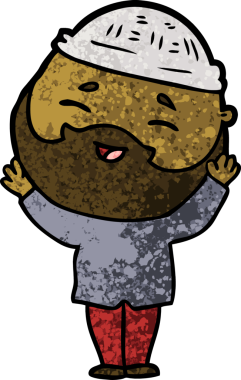 Bir insan tarafından çizilmiş mutlu sakallı bir adam.