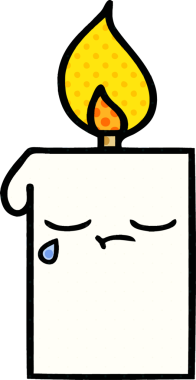 Bir insan tarafından çizilmiş çizgi roman tarzı yanan mum.