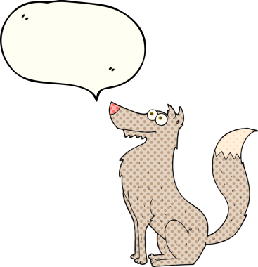 Bir insan tarafından çizilmiş serbest çizilmiş çizgi roman konuşma balonu çizgi film kurdu.