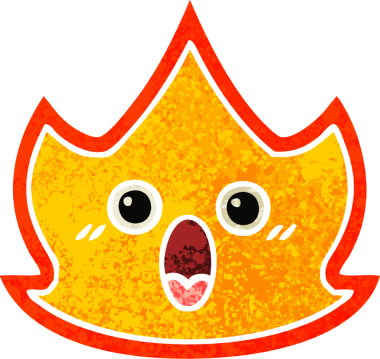 Bir insanın çizdiği ateşin retro illüstrasyon tarzı karikatürü