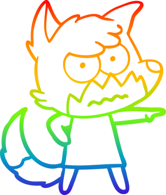 Gökkuşağı gradyan çizgi çizimi bir insan tarafından çizilmiş bir tilki