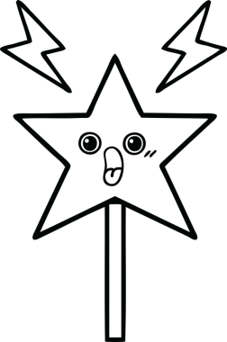 Bir insan tarafından çizilmiş sihirli bir değnek çizimi.