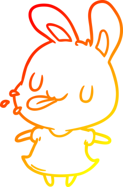 Bir insanın çizdiği ahududu üfleyen sevimli bir tavşanın sıcak çizgi çizimi