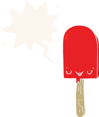 bir insan tarafından çizilmiş eski usul konuşma baloncuklu buz lolipopu.