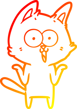 Bir insan tarafından çizilmiş komik bir çizgi film kedisinin sıcak çizgi çizimi