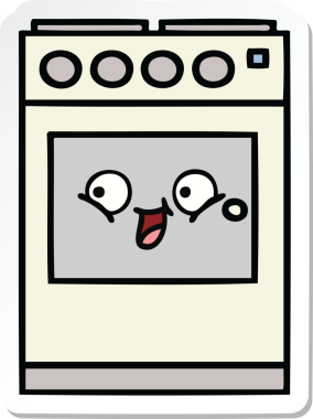 Bir insan tarafından çizilmiş şirin bir mutfak fırınının çıkartması.