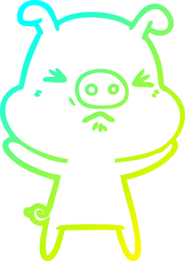 Bir insan tarafından çizilmiş kızgın bir domuzun soğuk çizgi çizimi.