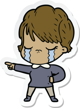 Bir insan tarafından çizilmiş, ağlayan bir karikatür kadının çıkartması.