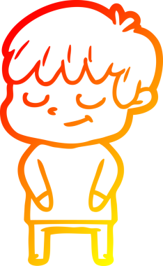 Bir insan tarafından çizilen mutlu bir çocuğun sıcak çizgi çizimi.