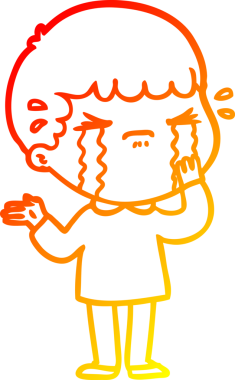 Bir insan tarafından çizilmiş ağlayan bir çizgi film karakteri çizimi.