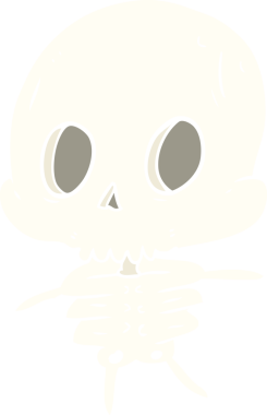 Bir insan tarafından çizilmiş düz renk çizgi film iskeleti