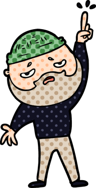 Bir insan tarafından çizilmiş sakallı endişeli bir adam.