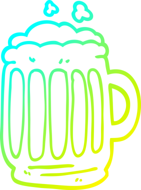 Bir insan tarafından çizilmiş bira karikatürünün soğuk gradyan çizimi