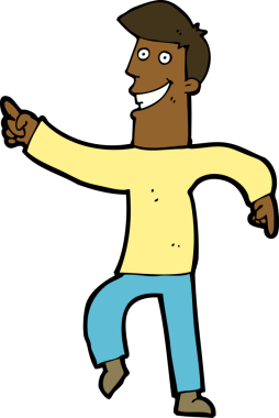 Bir insan tarafından çizilmiş sırıtan bir çizgi film adamı.