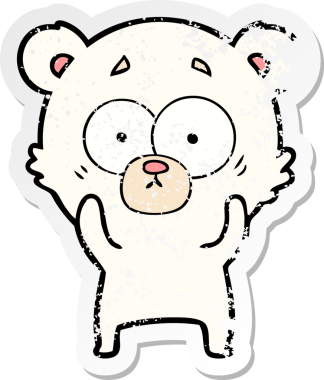 Bir insan tarafından çizilmiş şaşırmış bir kutup ayısı karikatürü.