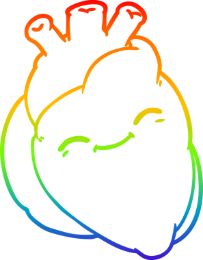 Bir insan tarafından çizilmiş mutlu bir kalbin çizgi çizimi.