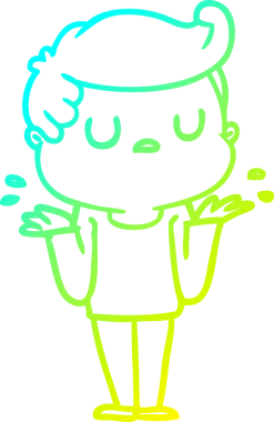 Soğuk gradyan çizgi çizimi, ilgisiz bir adamın bir insan tarafından çizilmiş omuzlarını silkmesi.