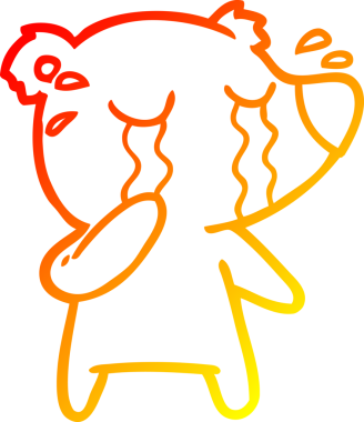 Bir insan tarafından çizilmiş ağlayan bir ayının sıcak çizgi çizimi