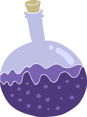 Bir insan tarafından çizilen kimyasalların düz renk çizimi