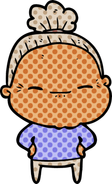 Bir insan tarafından çizilmiş barışçıl yaşlı bir kadın.