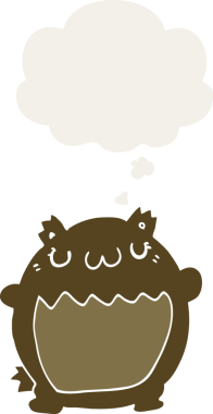 Düşünce baloncuğu olan çizgi film ayısı insan tarafından çizilmiş.