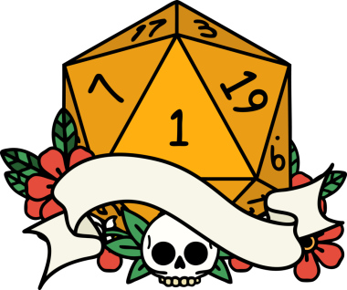 Retro Dövme Biçimi Doğal Bir d20 zar bir insan tarafından çizildi