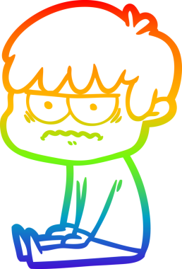 Gökkuşağı gradyan çizgi çizimi Bir insan tarafından çizilmiş bir çizgi film çocuğu