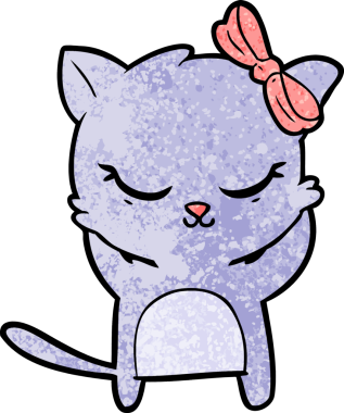 Bir insan tarafından çizilmiş sevimli çizgi film kedisi.