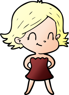 Bir insan tarafından çizilmiş karikatür dostu kız.