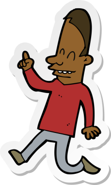 Bir insan tarafından çizilmiş mutlu bir adamın çıkartması.