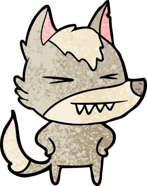 Bir insan tarafından çizilmiş kızgın kurt çizgi filmi.