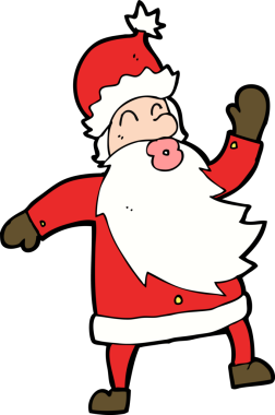 Bir insan tarafından çizilmiş Noel Baba çizgi filmi.