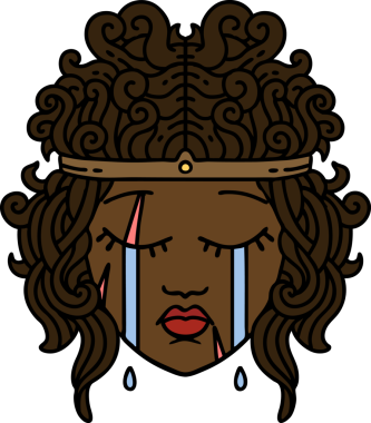 Retro Dövme Tarzı Bir insan tarafından çizilmiş ağlayan barbar insan