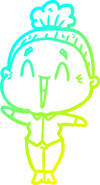 Bir insan tarafından çizilmiş, mutlu, yaşlı bir kadının çizdiği soğuk çizgi.