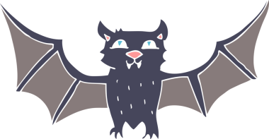 Bir insan tarafından çizilen cadılar bayramı yarasasının düz renk çizimi