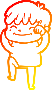 Bir insan tarafından çizilen mutlu bir çocuğun sıcak çizgi çizimi.