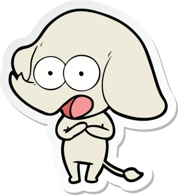 Bir insan tarafından çizilmiş şirin bir fil çıkartması.