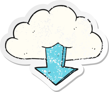 Bir insan tarafından çizilmiş buluttan indirilen bir çizgi filmin geriletilmiş etiketi.